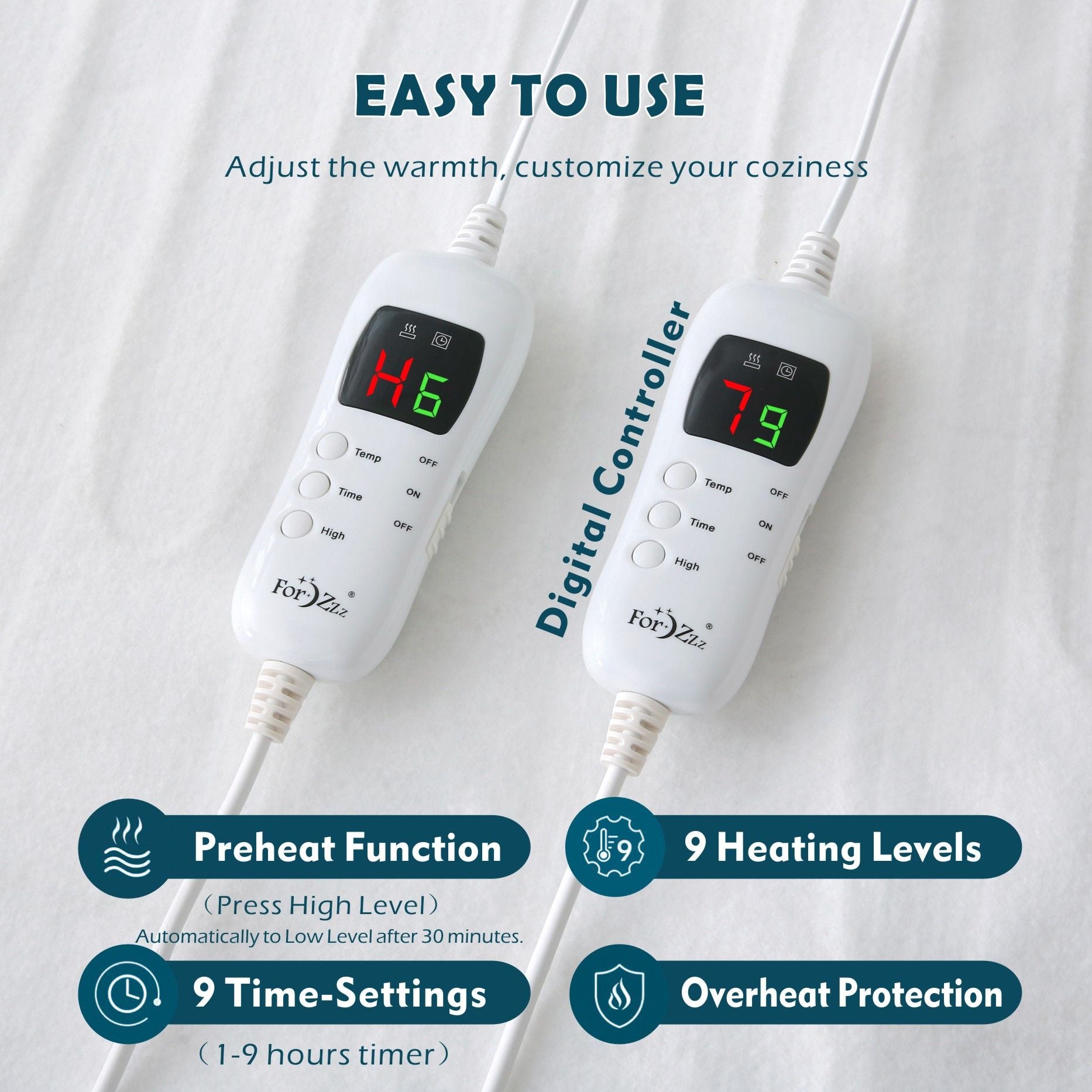Heated Mattress Pad - Bedding Electric Blanket with 9 Heat Setting & 9-Hour Auto Off, Heated Mattress Pad-Machine Washable Fully Fitted Heating Pad with Overheat Protection , 800GSM Non Woven Fabric-fitted sheet cover(King)