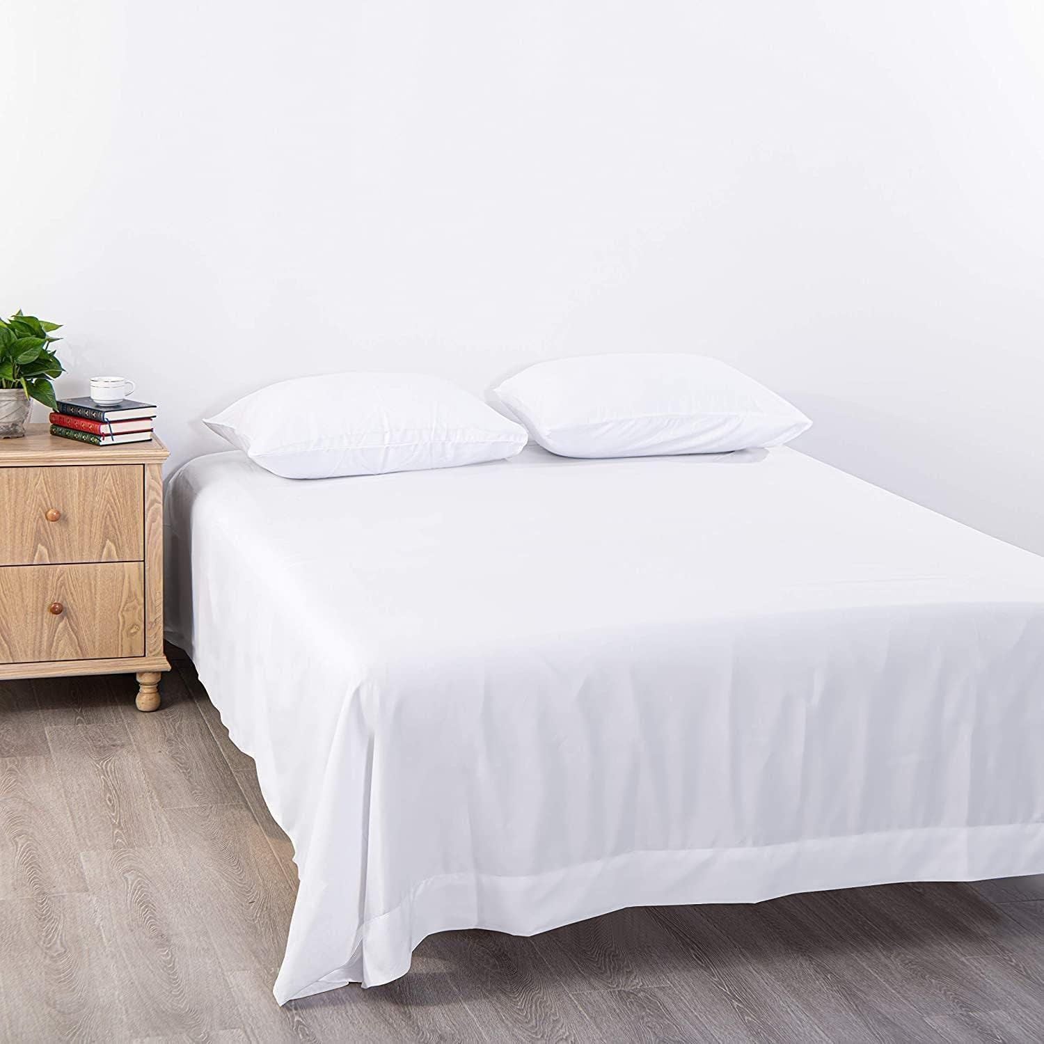 Elegant Comfort Premium Hotel Quality 1-Piece King Single Flat Sheet, Luxury and Softest 2000 Thread Count Bedding Flat Sheet(King Single,White)