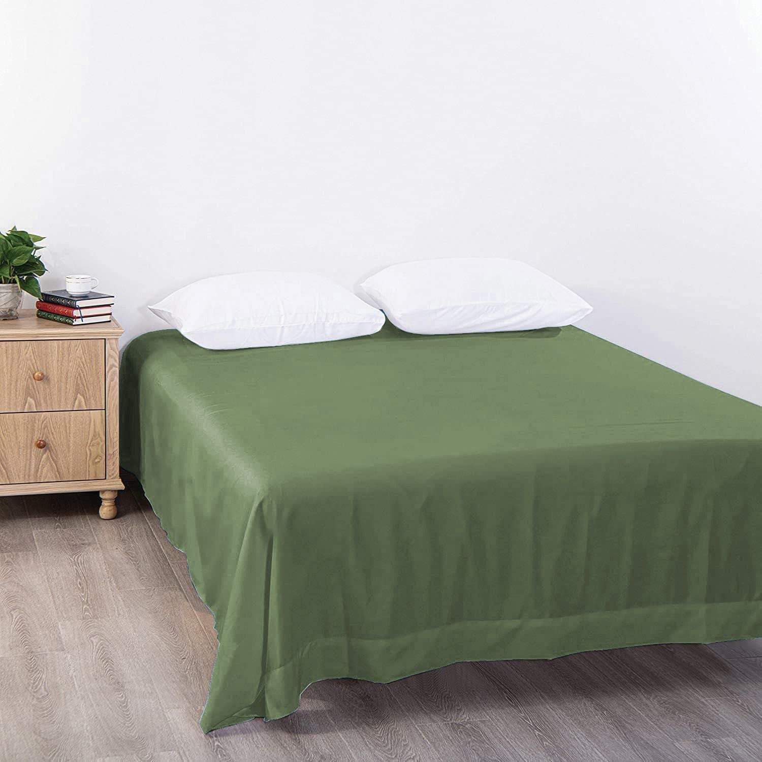 Elegant Comfort Premium Hotel Quality 1-Piece Single Flat Sheet, Luxury and Softest 2000 Thread Count Bedding Flat Sheet(Single,Olive green)