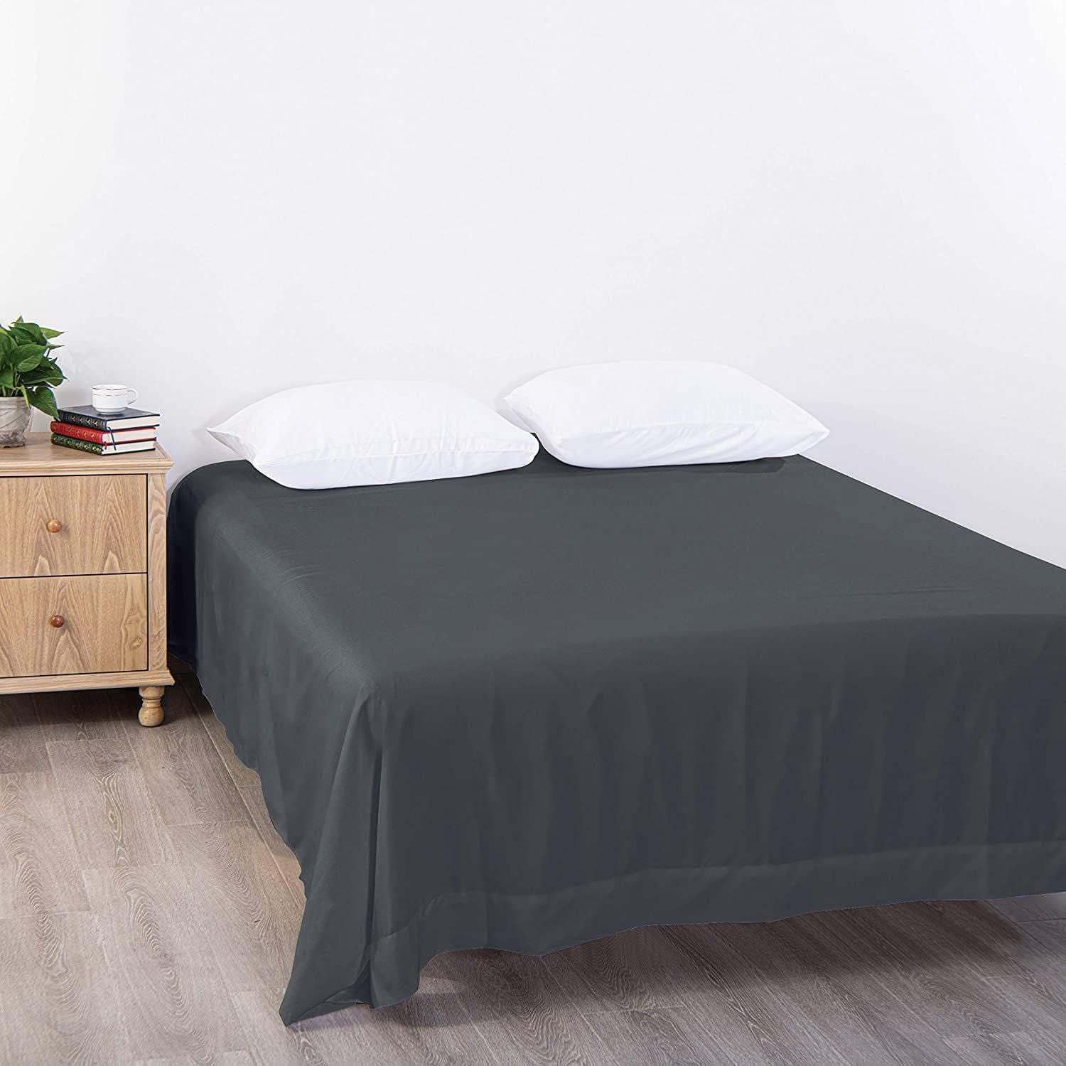 Elegant Comfort Premium Hotel Quality 1-Piece Super King Flat Sheet, Luxury and Softest 2000 Thread Count Bedding Flat Sheet(Super King,Dark gray)
