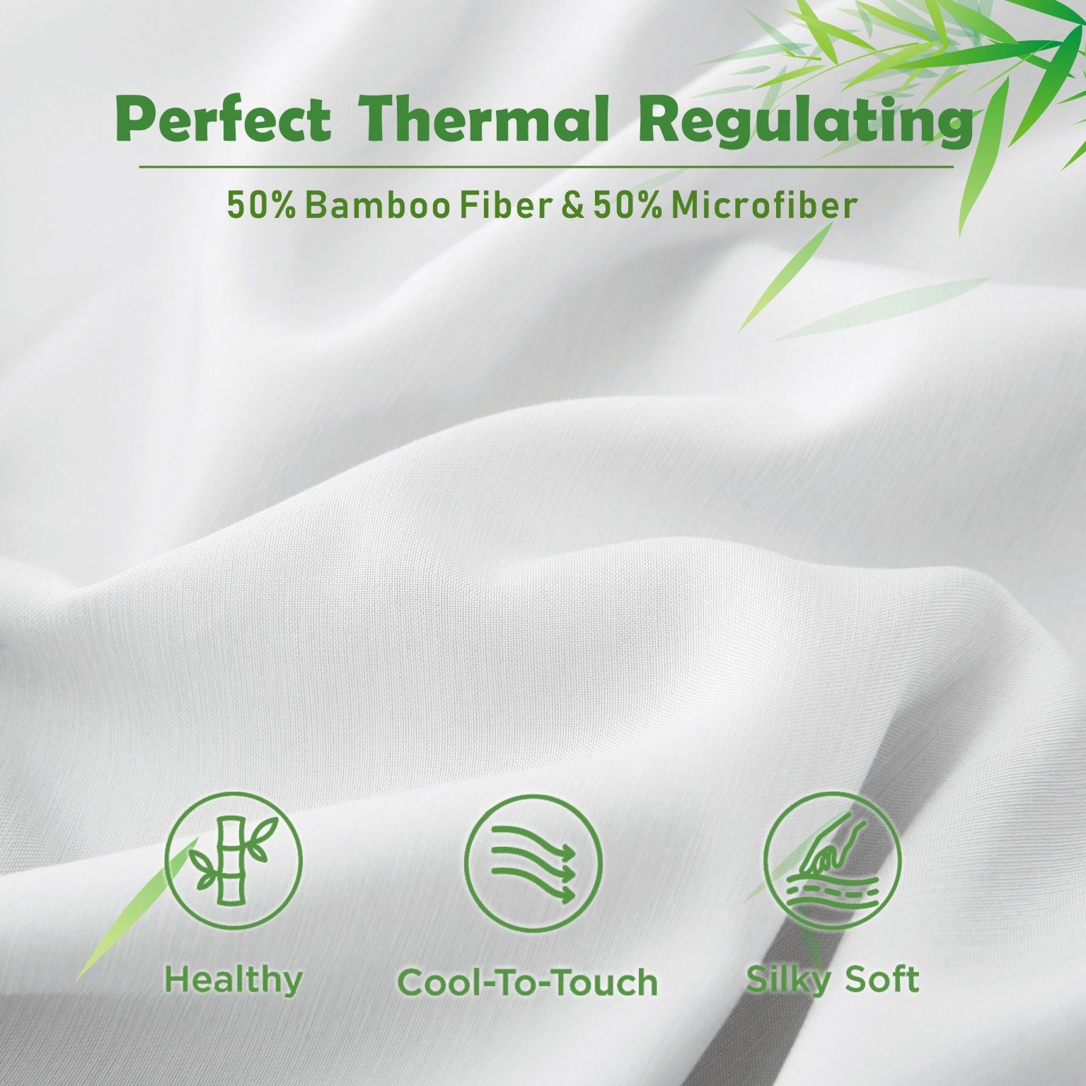 3 Piece Hotel Bamboo Cooling Fitted Sheet Set & Pillowcase -Ultra Soft 2000TC Breathable Fitted Bed Sheets Set with 37 Centimetre Deep Pocket-Cooling Sheets for Hot Sleepers(White,King)