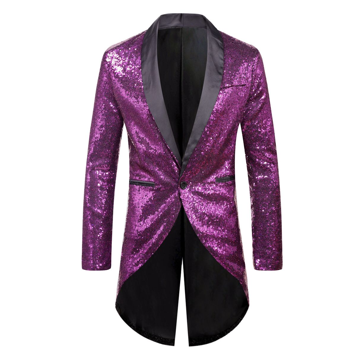 Men Sequin Suit One Button Casual Polyester Red XL