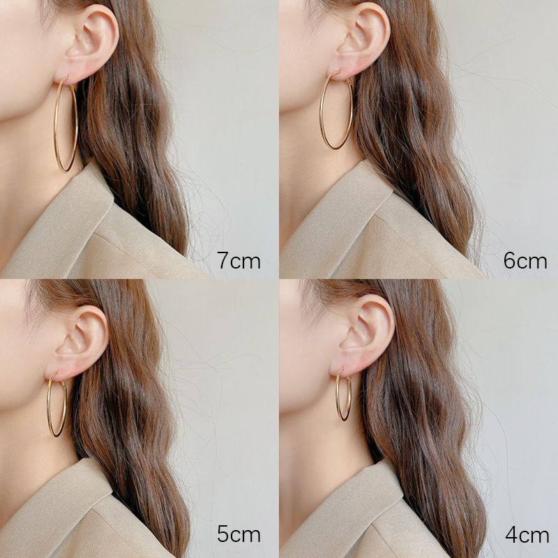 Mori Wai Metal Earrings Geometry Circle 925 Silver E2455 gold 6cm