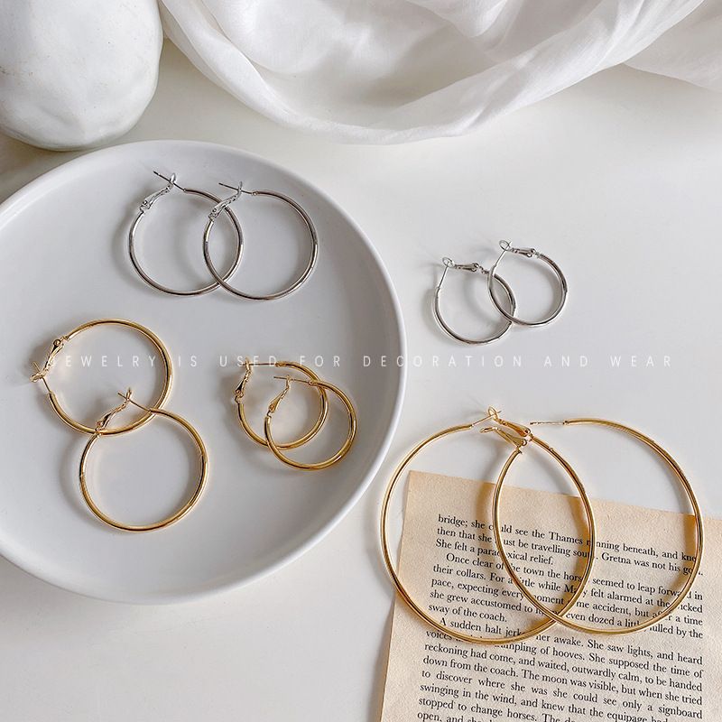 Mori Wai Metal Earrings Geometry Circle 925 Silver E2455 Silver 4cm
