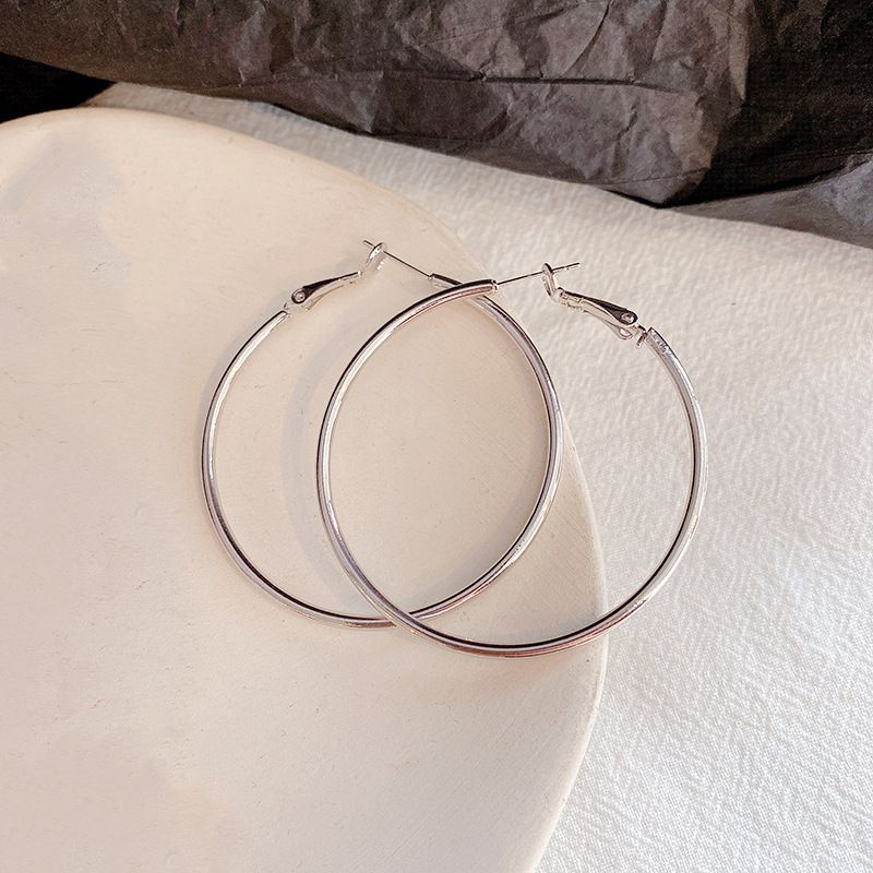 Mori Wai Metal Earrings Geometry Circle 925 Silver E2455 Silver 5cm