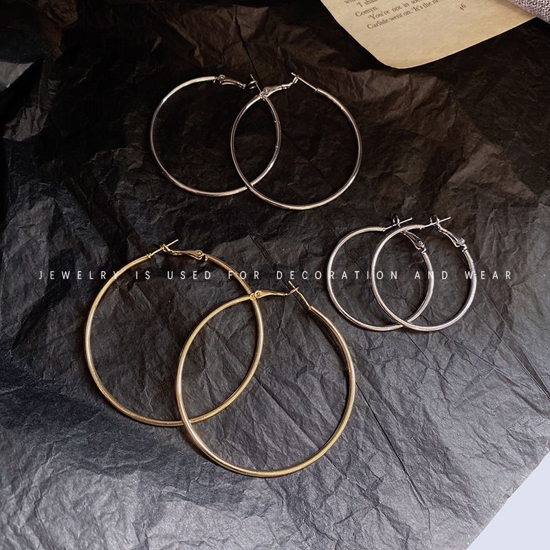 Mori Wai Metal Earrings Geometry Circle 925 Silver E2455 Silver 5cm