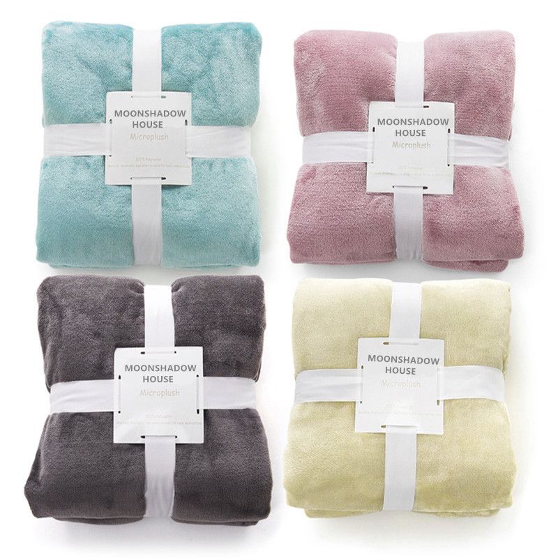 North East Flannel Blanket Polyester Solid Color shallow powder 100cmX150cm