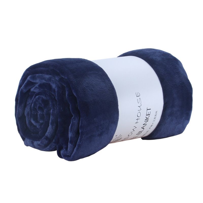 North East Flannel Blanket Polyester Solid Color Dark blue 127cmX152cm
