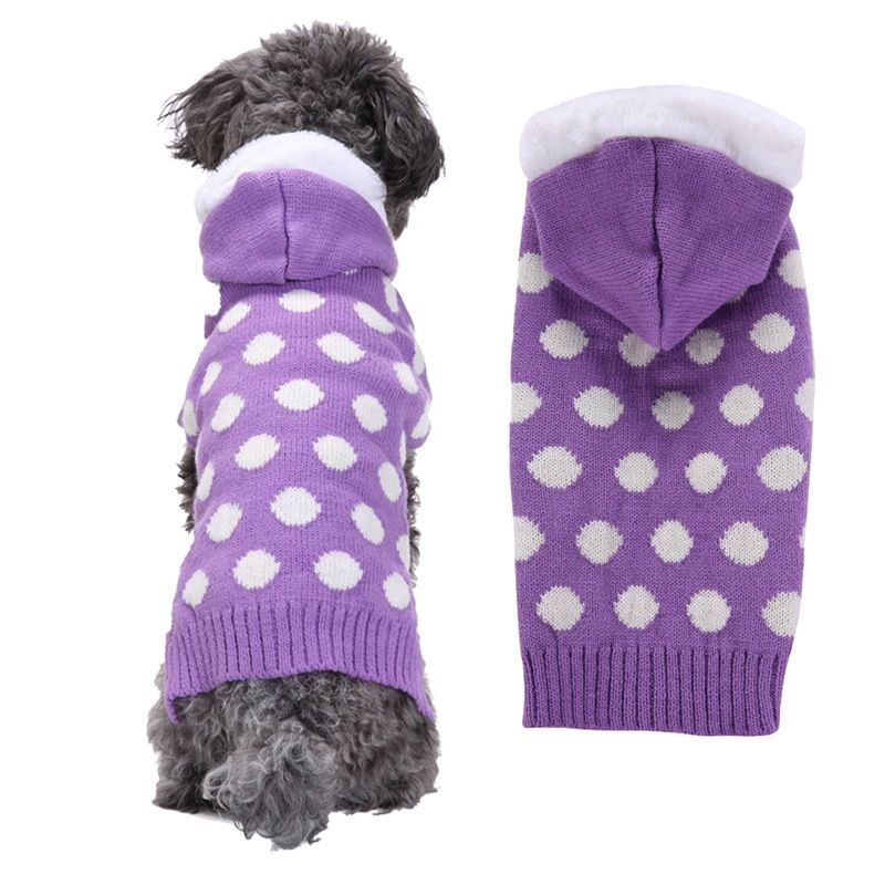 Dog Sweater Acrylic Knit Christmas White polka dot hat M Size: M; Neck (cm): 28-32; Bust (cm): 38-44; Back length (cm): 26-30; Recommended pet weight (kg): 4.5 - 7.0