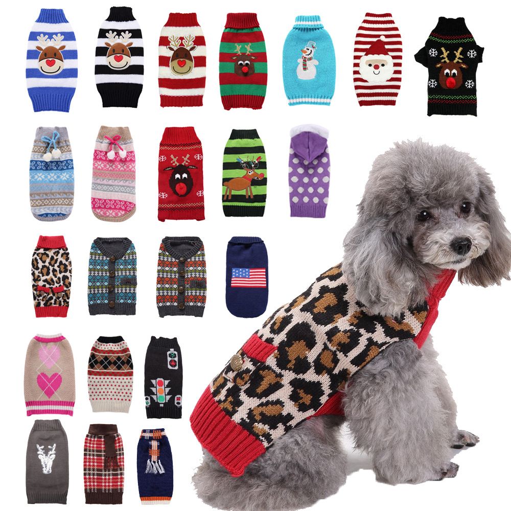 Dog Sweater Acrylic Knit Christmas White polka dot hat XL Size: XL; Neck (cm): 38-44; Bust (cm): 50-58; Back length (cm): 36-40; Recommended pet weight (kg): 10.0 - 15.0