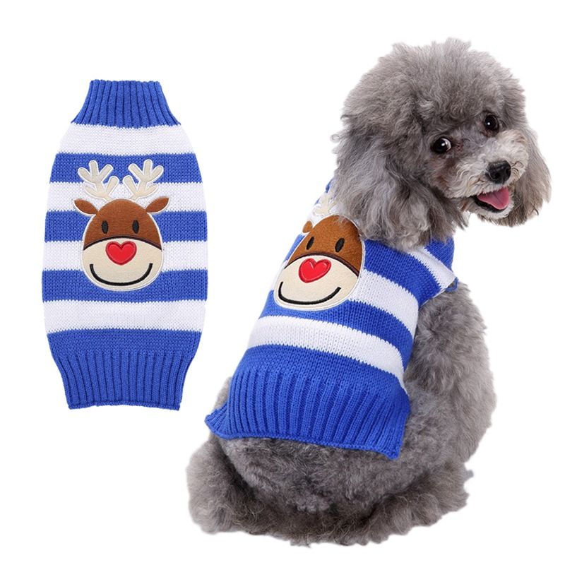 Dog Sweater Acrylic Knit Christmas White polka dot hat XXL