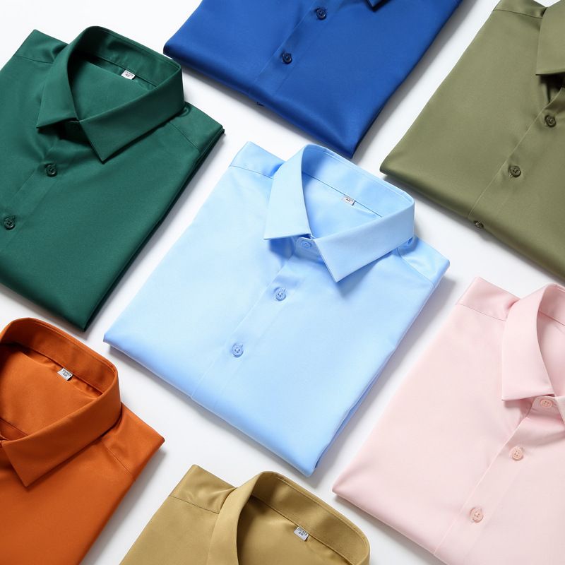 QIDEN Men's Short Sleeve Slim Fit No Iron Polyester... D2128-2 42