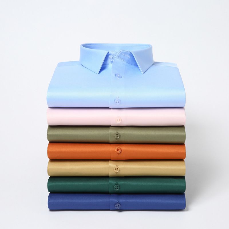 QIDEN Men's Short Sleeve Slim Fit No Iron Polyester... D2128-3 43