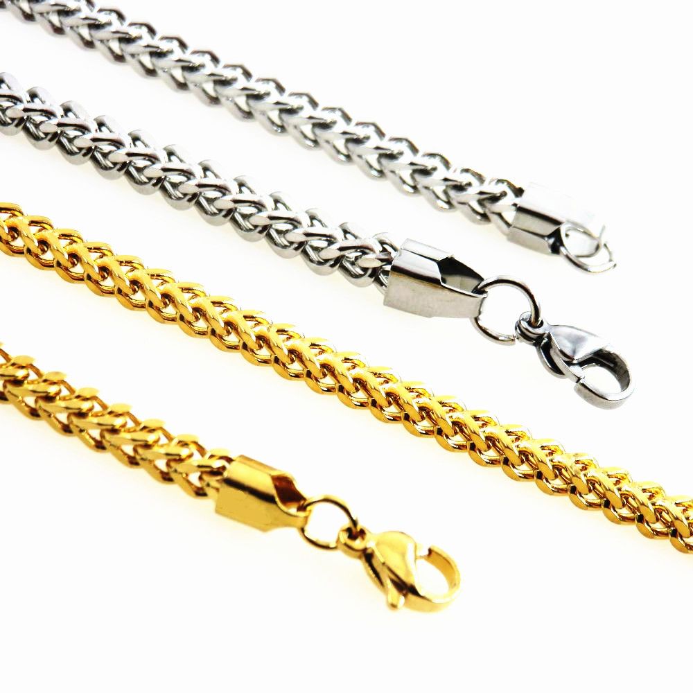 Friends Men Stainless Steel Square Chain Necklace Gold 3mm-45cm