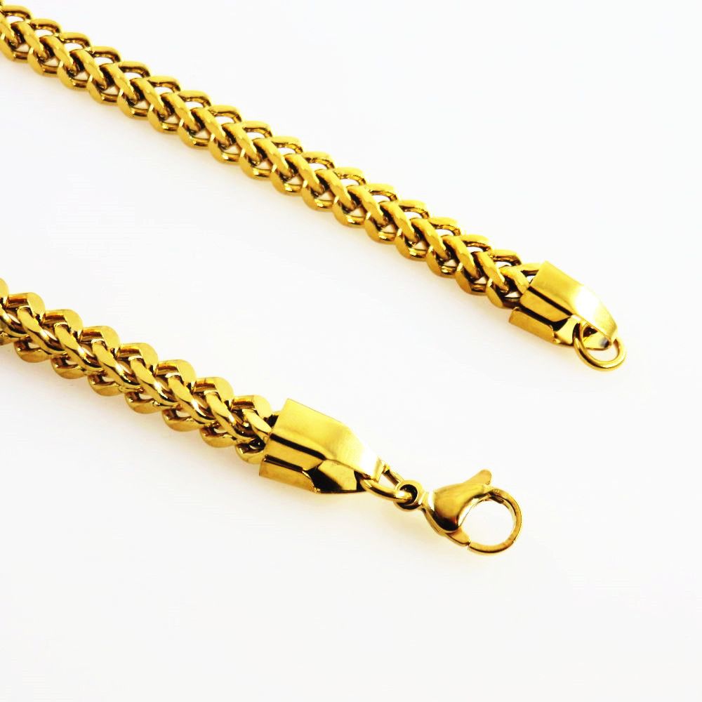 Friends Men Stainless Steel Square Chain Necklace Gold 3mm-45cm