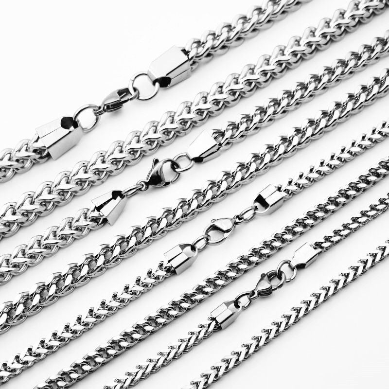 Friends Men Stainless Steel Square Chain Necklace Gold 3mm-45cm