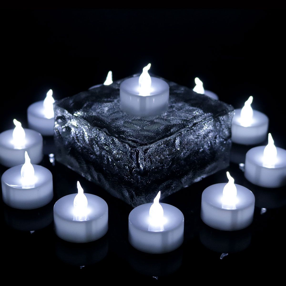 LED Electronic Candle 12 Pack Remote Control Flashing Cold white light-pointed