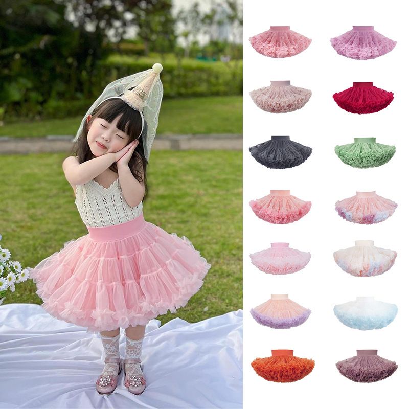 tutuoclock Girls Sweet Princess Nylon Mesh Cake Skirt Black 80cm