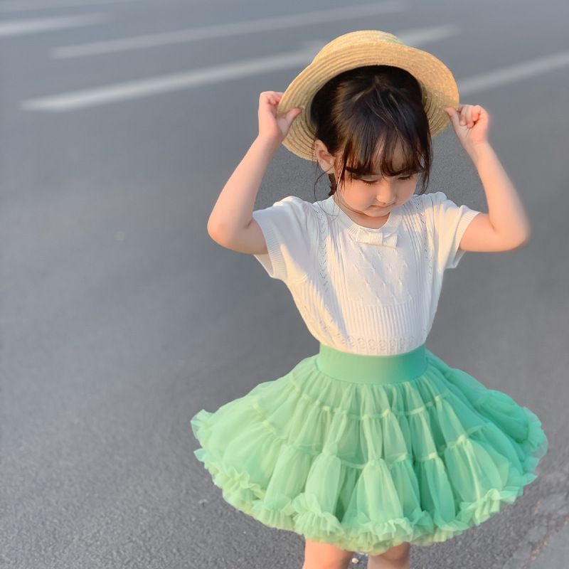 tutuoclock Girls Sweet Princess Nylon Mesh Cake Skirt Black 80cm