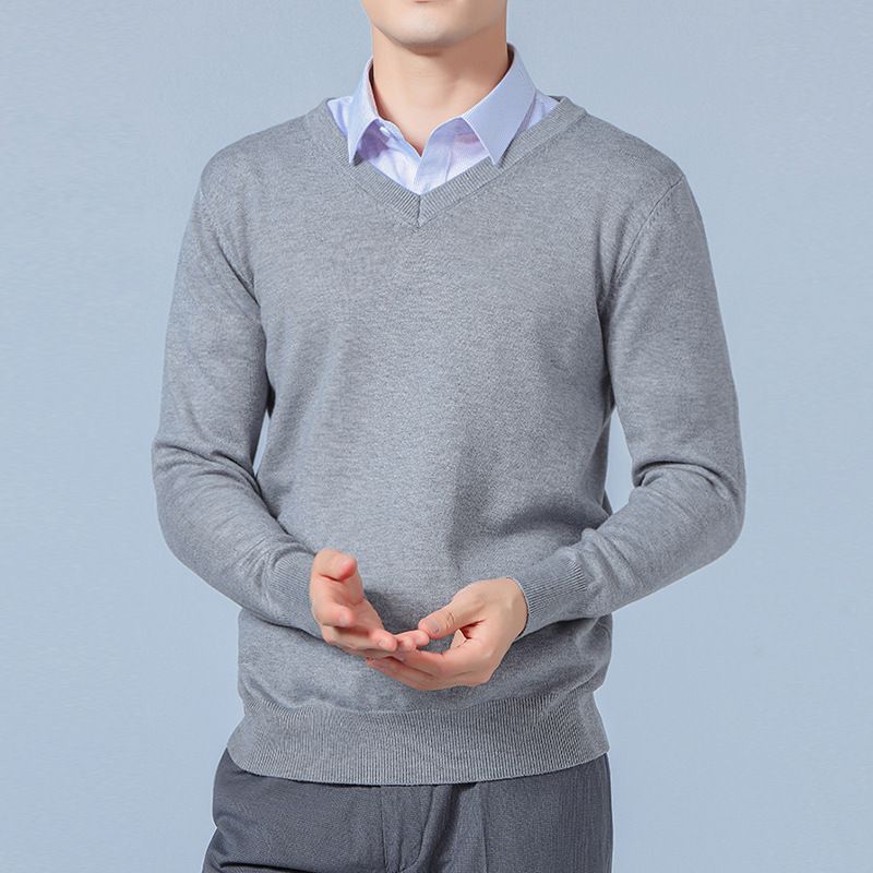 Men V Neck Pullover Knitwear Loose Long Sleeve CAMEL XXXL