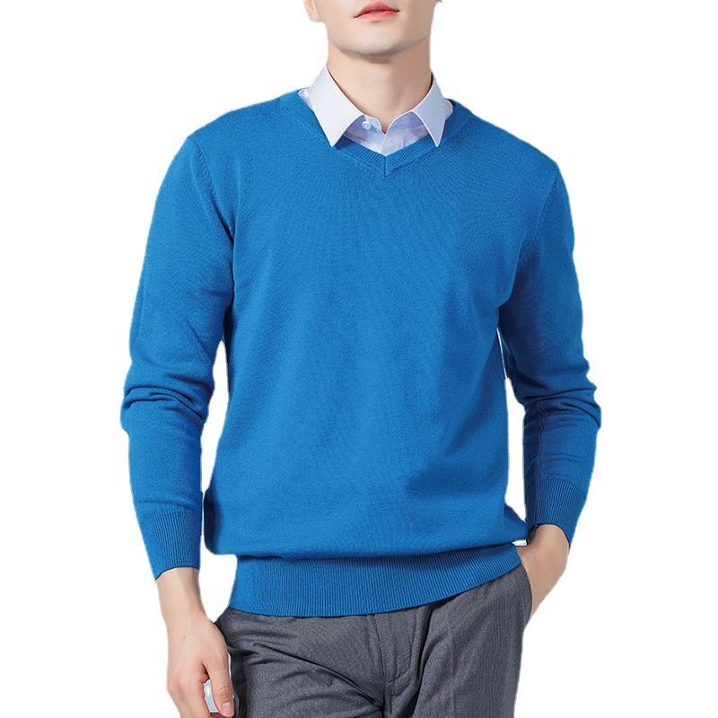 Men V Neck Pullover Knitwear Loose Long Sleeve CAMEL XXXL