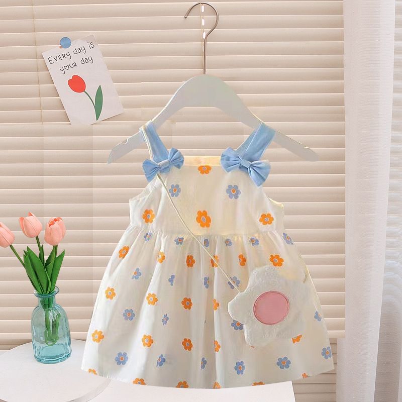 Girls Cotton Princess Dress Floral Summer BDKL Lotus Orange 90cm-L
