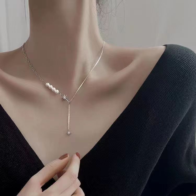 Necklace Women Alloy Bow Water Wave Chain Star necklace