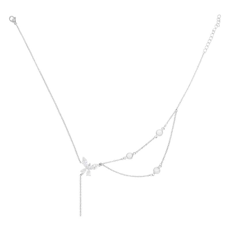 Necklace Women Alloy Bow Water Wave Chain Small butterfly necklace