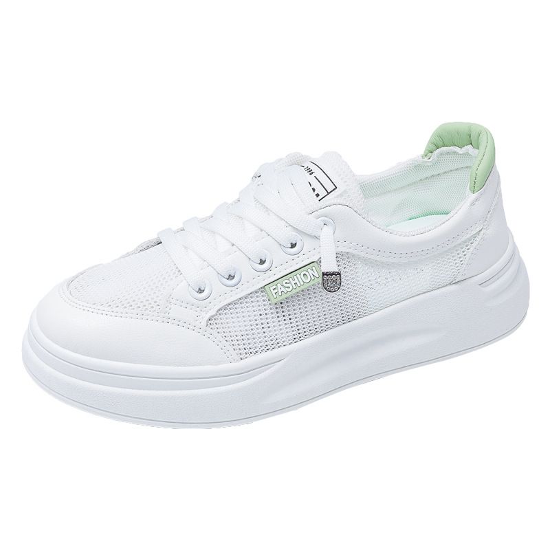 Women Mesh Sneakers Breathable Casual Flat white ash 38