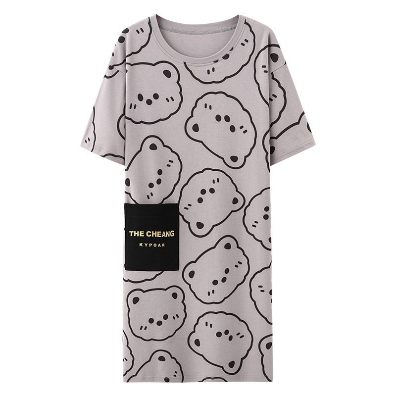 Women Summer Sleepwear Polyester Loose Dress Yellow 5xl