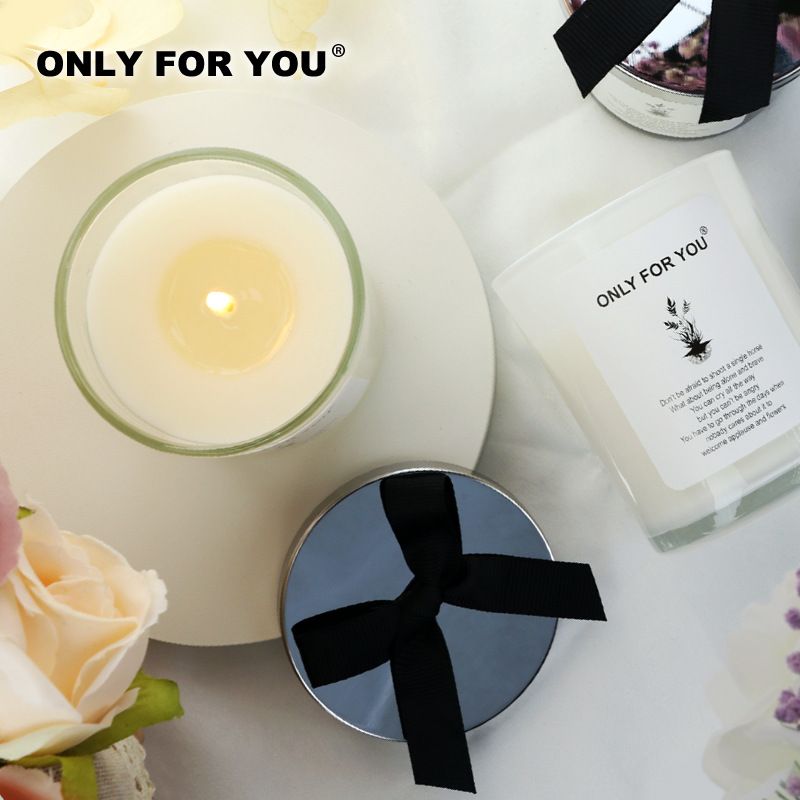 ONLY FOR YOU Scented Candle Soy Wax Bow Cover Transparent-Misty Morning-Bow Silver Cover