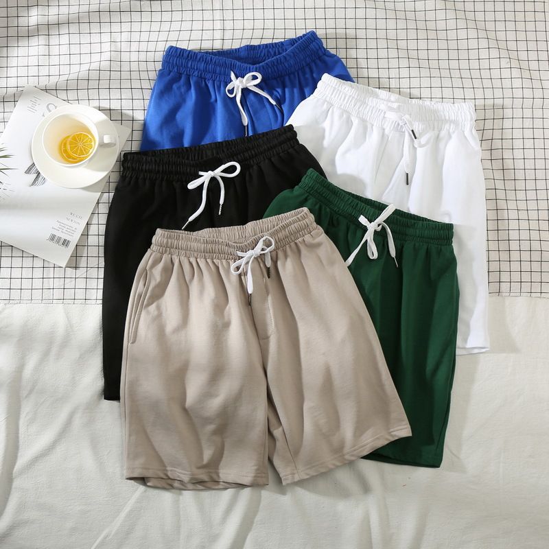 Men Summer Casual Straight Solid Polyester Elastic... Apricot 3XL