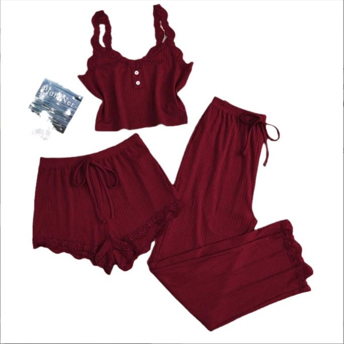 Subtle Lace Women Pajamas Set Sleepwear Light Purple M