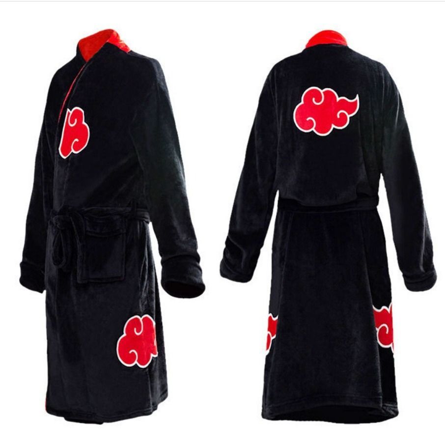 Akatsuki Flannel Bathrobe Naruto Sleepwear Unisex Akatsuki red cloud hokage bathrobe
