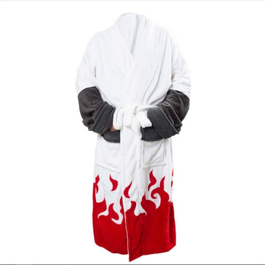 Akatsuki Flannel Bathrobe Naruto Sleepwear Unisex Akatsuki red cloud hokage bathrobe M