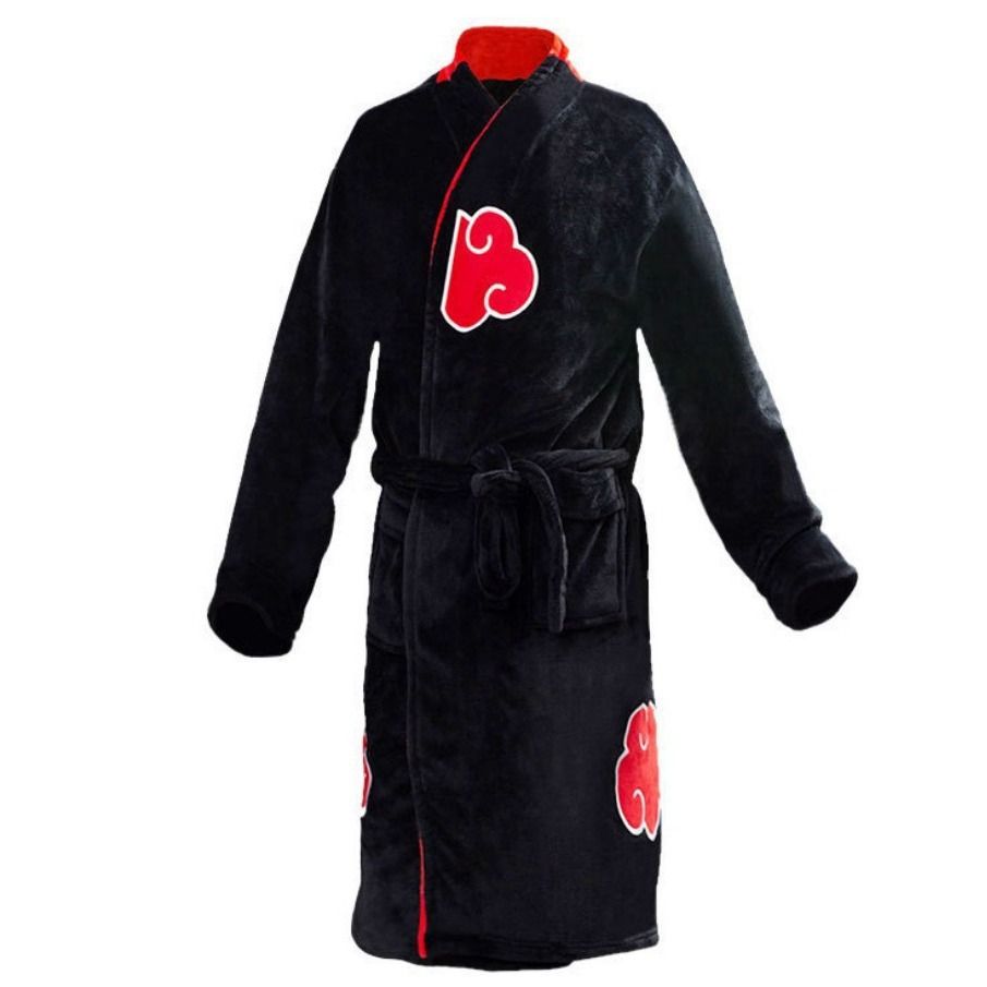 Akatsuki Flannel Bathrobe Naruto Sleepwear Unisex Akatsuki red cloud hokage bathrobe L