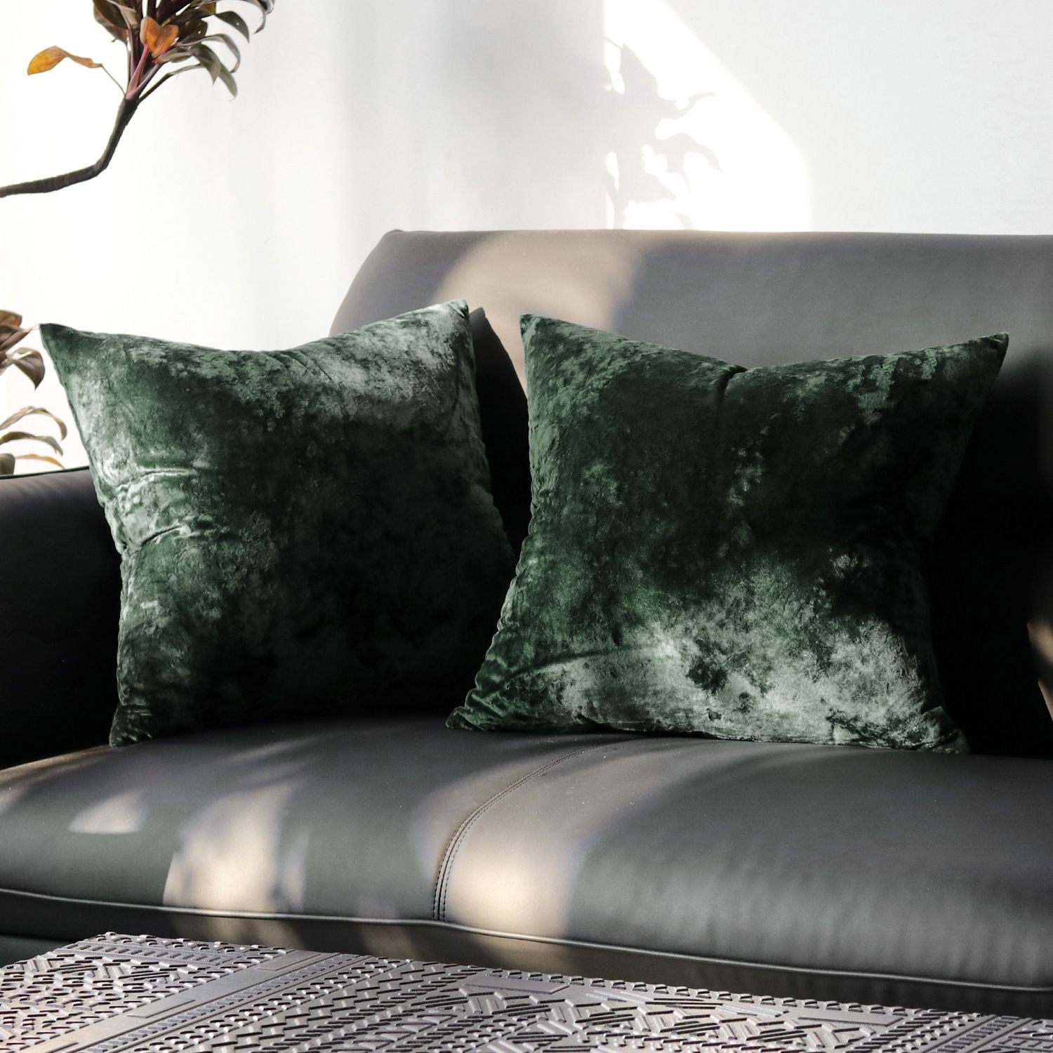 Ice Velvet Pillow Cover Polyester Solid Color 30x50cm Dark Green 60*60cm without pillow core