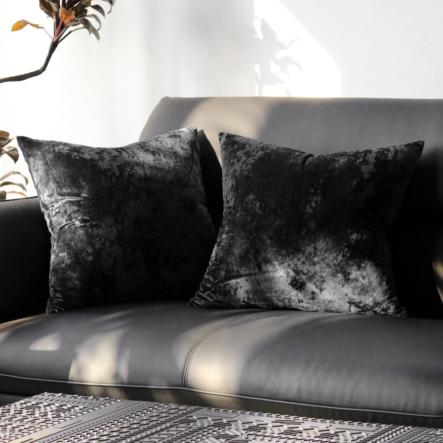 Ice Velvet Pillow Cover Polyester Solid Color 30x50cm Black 60*60cm without pillow core