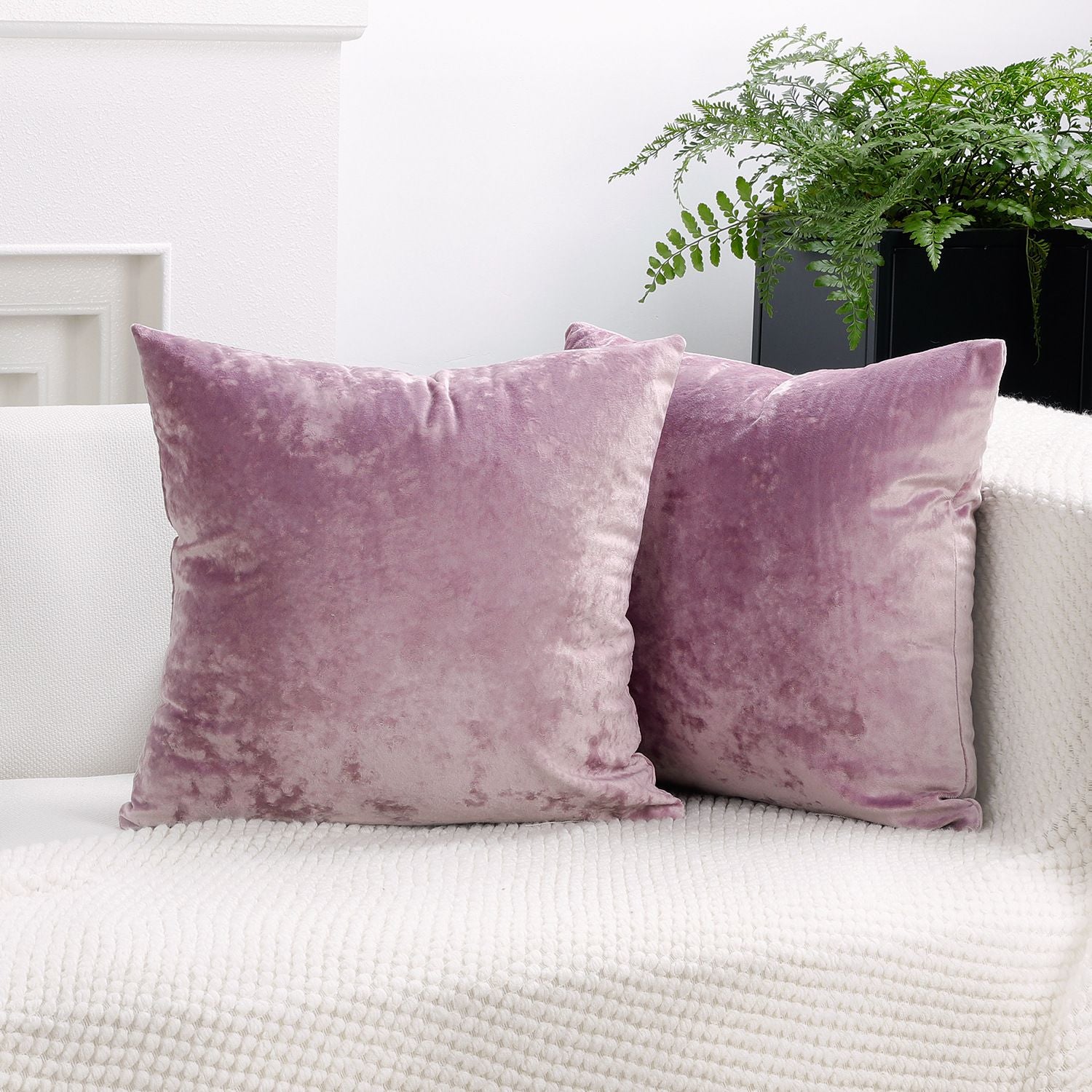 Ice Velvet Pillow Cover Polyester Solid Color 30x50cm Light Purple 60*60cm without pillow core
