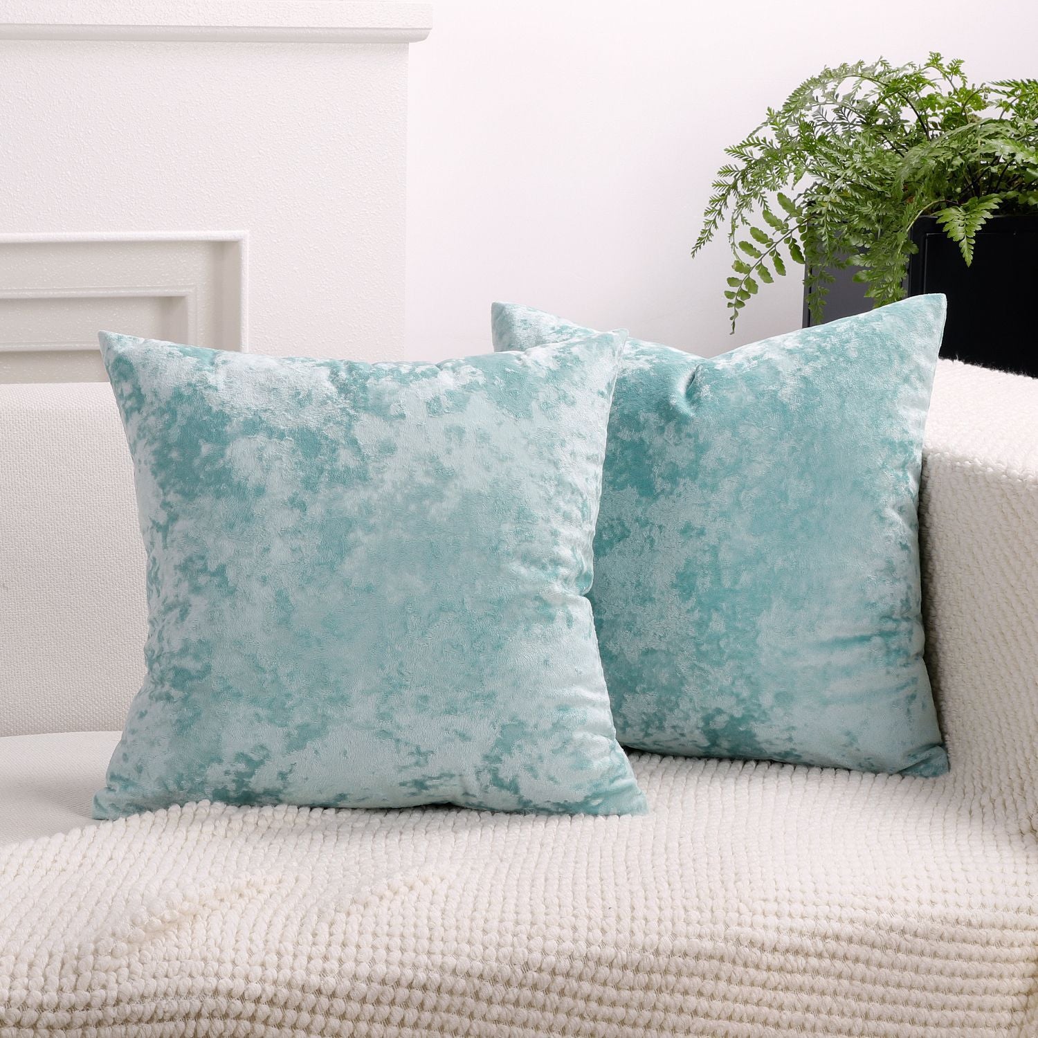 Ice Velvet Pillow Cover Polyester Solid Color 30x50cm Mint Blue 60*60cm without pillow core