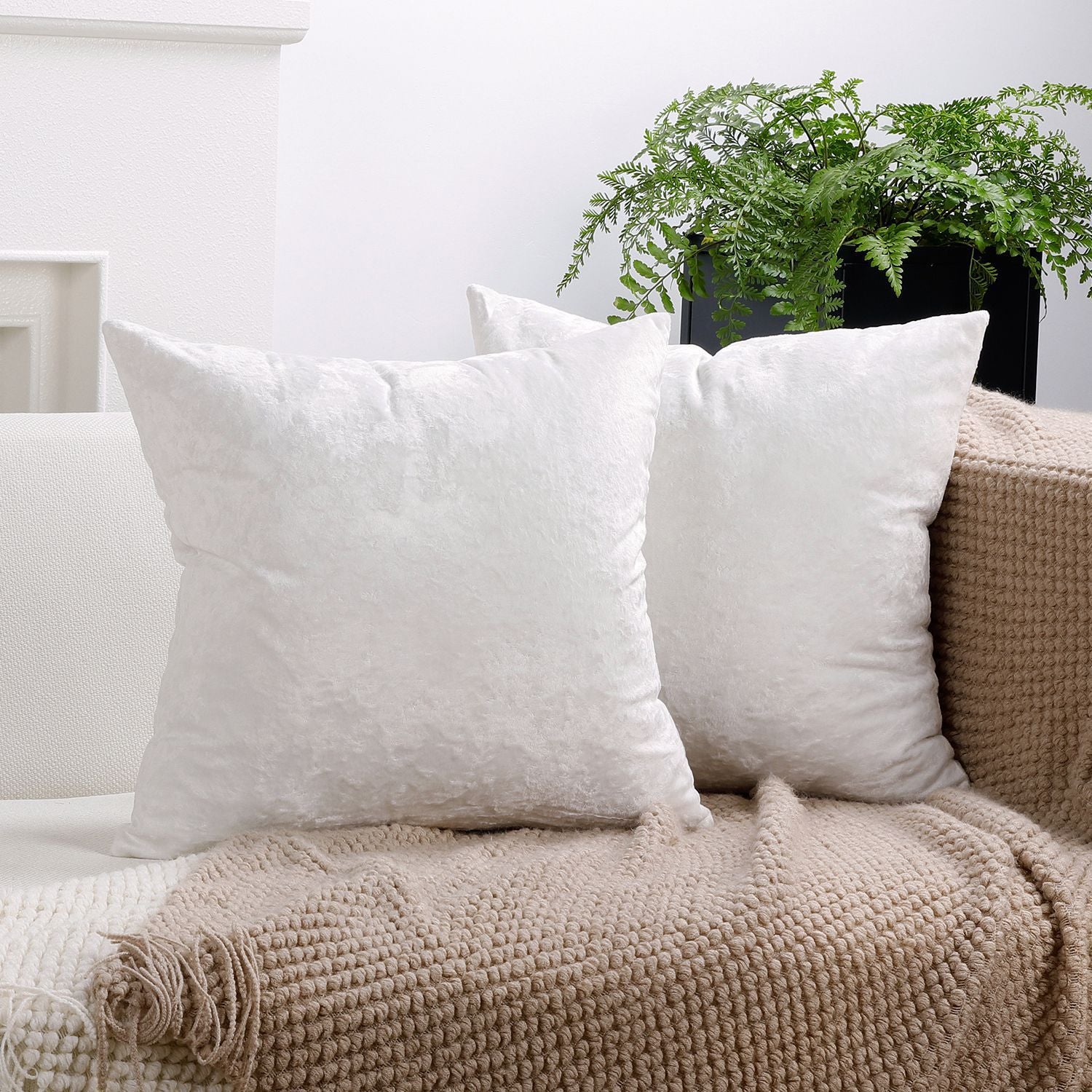 Ice Velvet Pillow Cover Polyester Solid Color 30x50cm White 60*60cm without pillow core