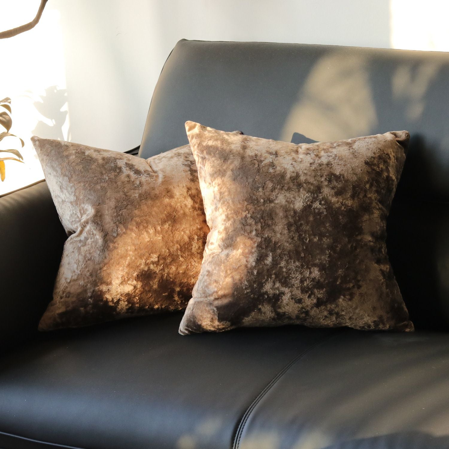 Ice Velvet Pillow Cover Polyester Solid Color 30x50cm Light Brown 45*45cm without pillow core
