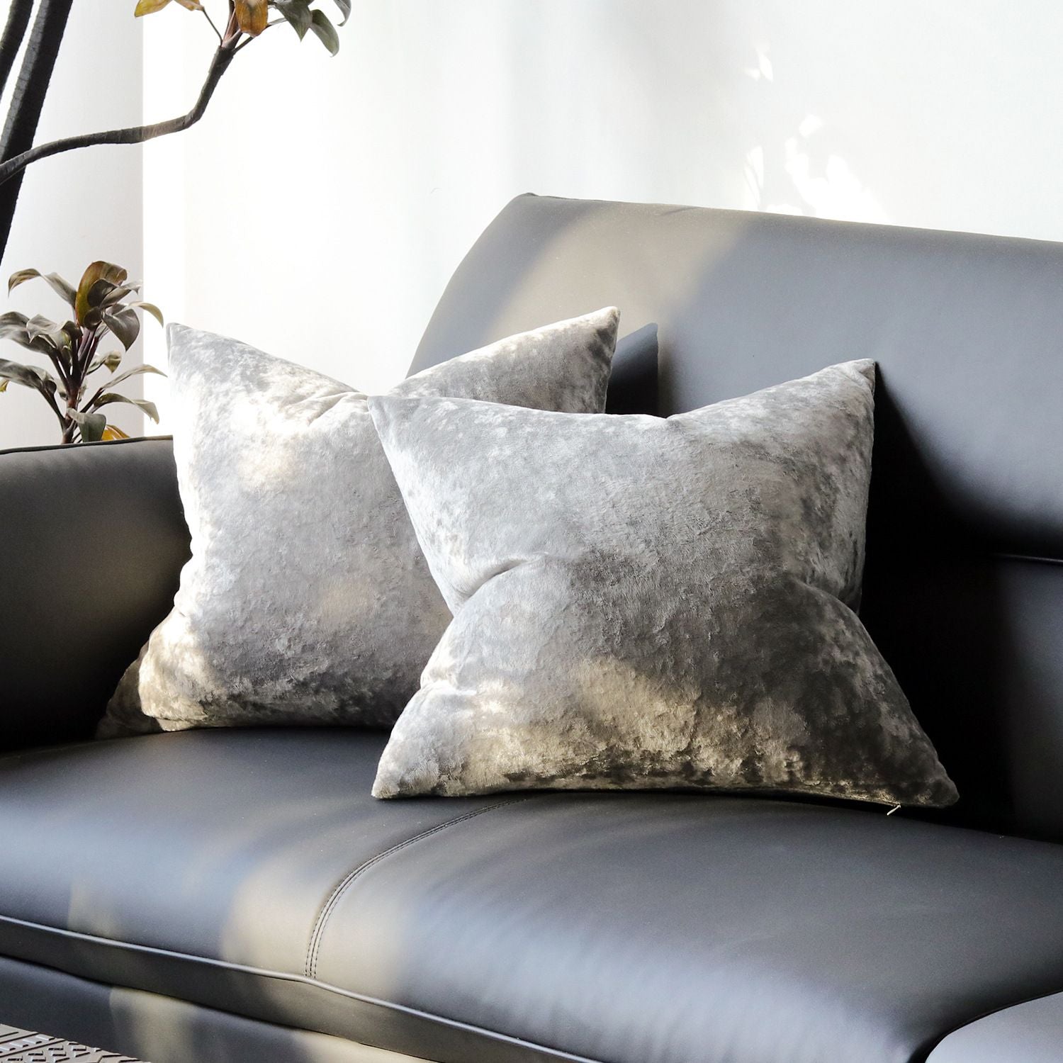 Ice Velvet Pillow Cover Polyester Solid Color 30x50cm Light Gray 45*45cm without pillow core