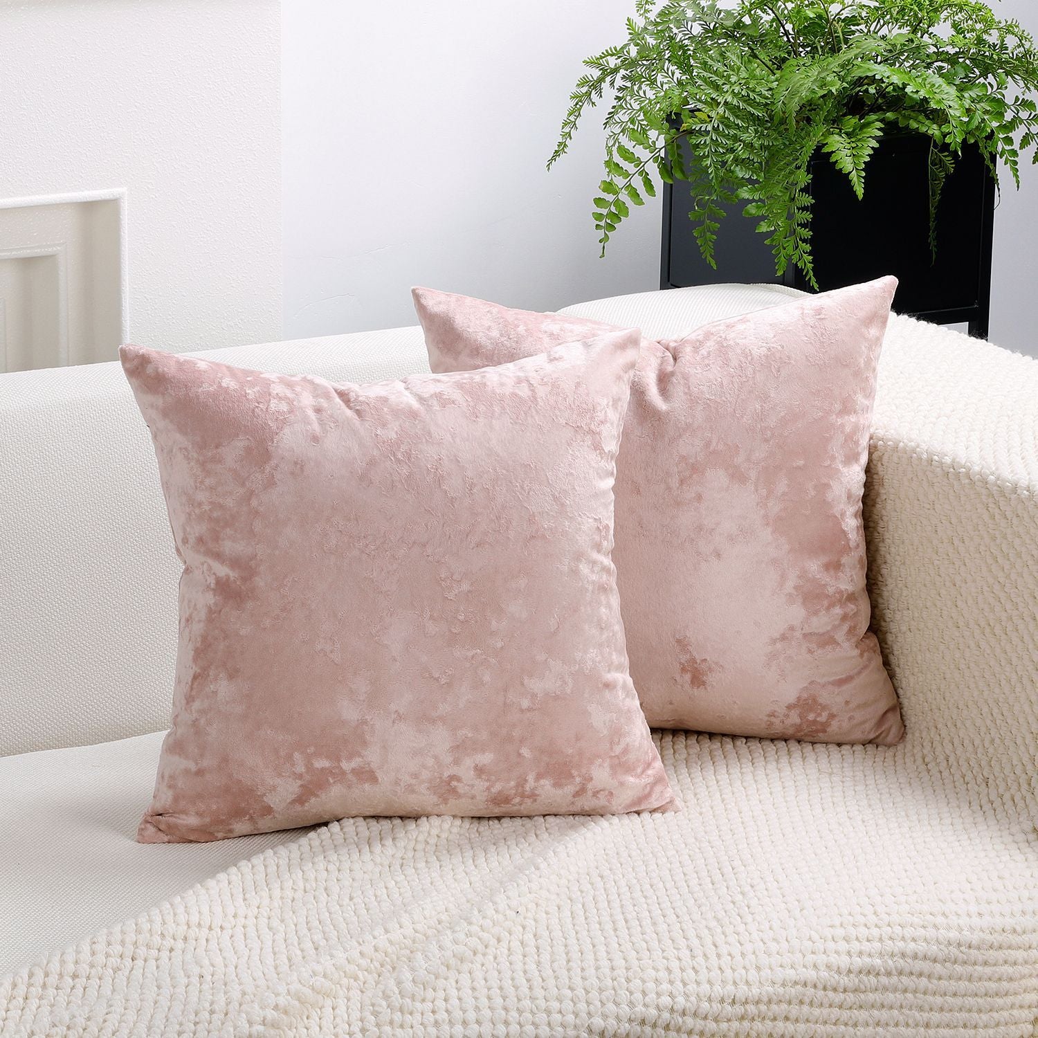 Ice Velvet Pillow Cover Polyester Solid Color 30x50cm Light Pink 45*45cm without pillow core