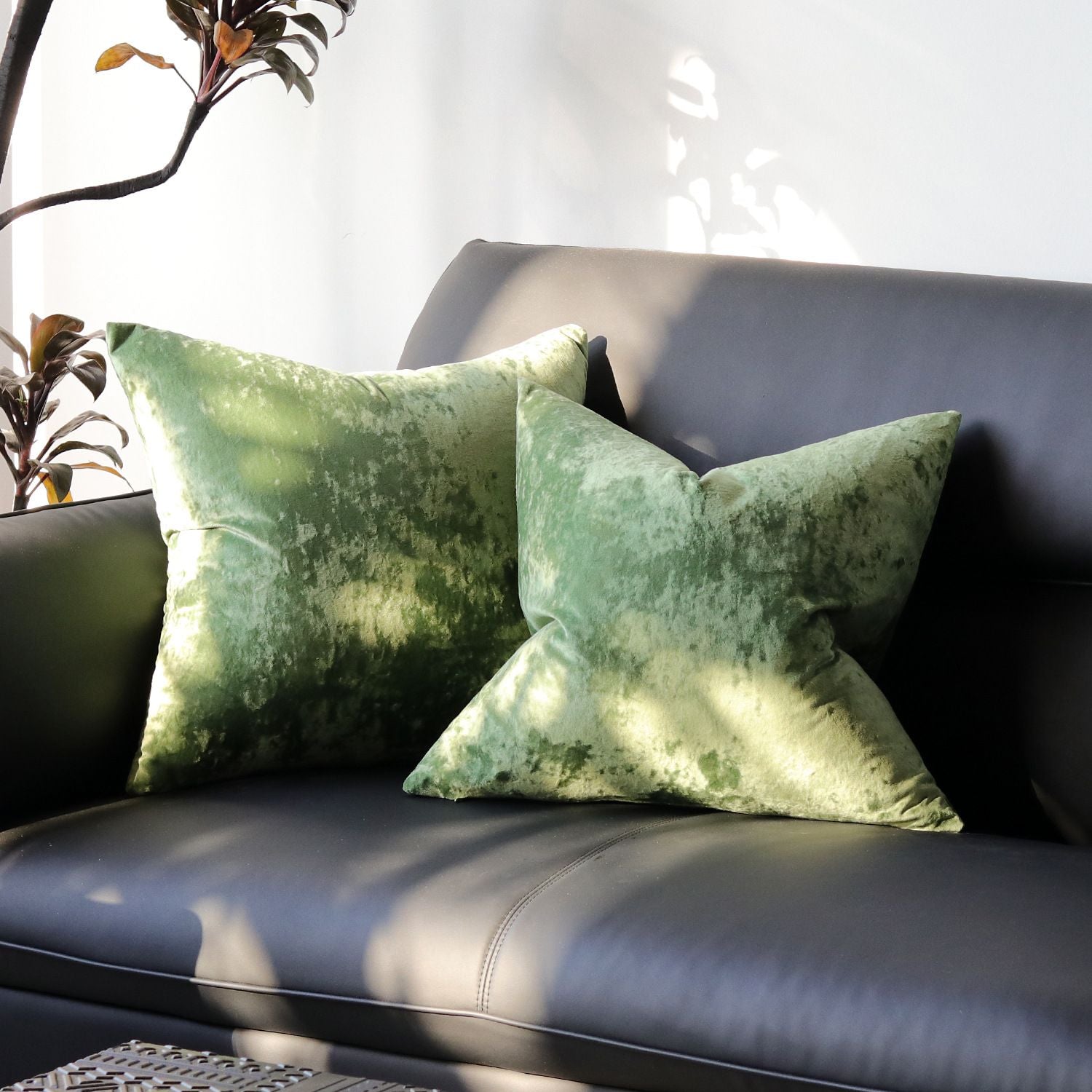 Ice Velvet Pillow Cover Polyester Solid Color 30x50cm Grass Green 45*45cm without pillow core
