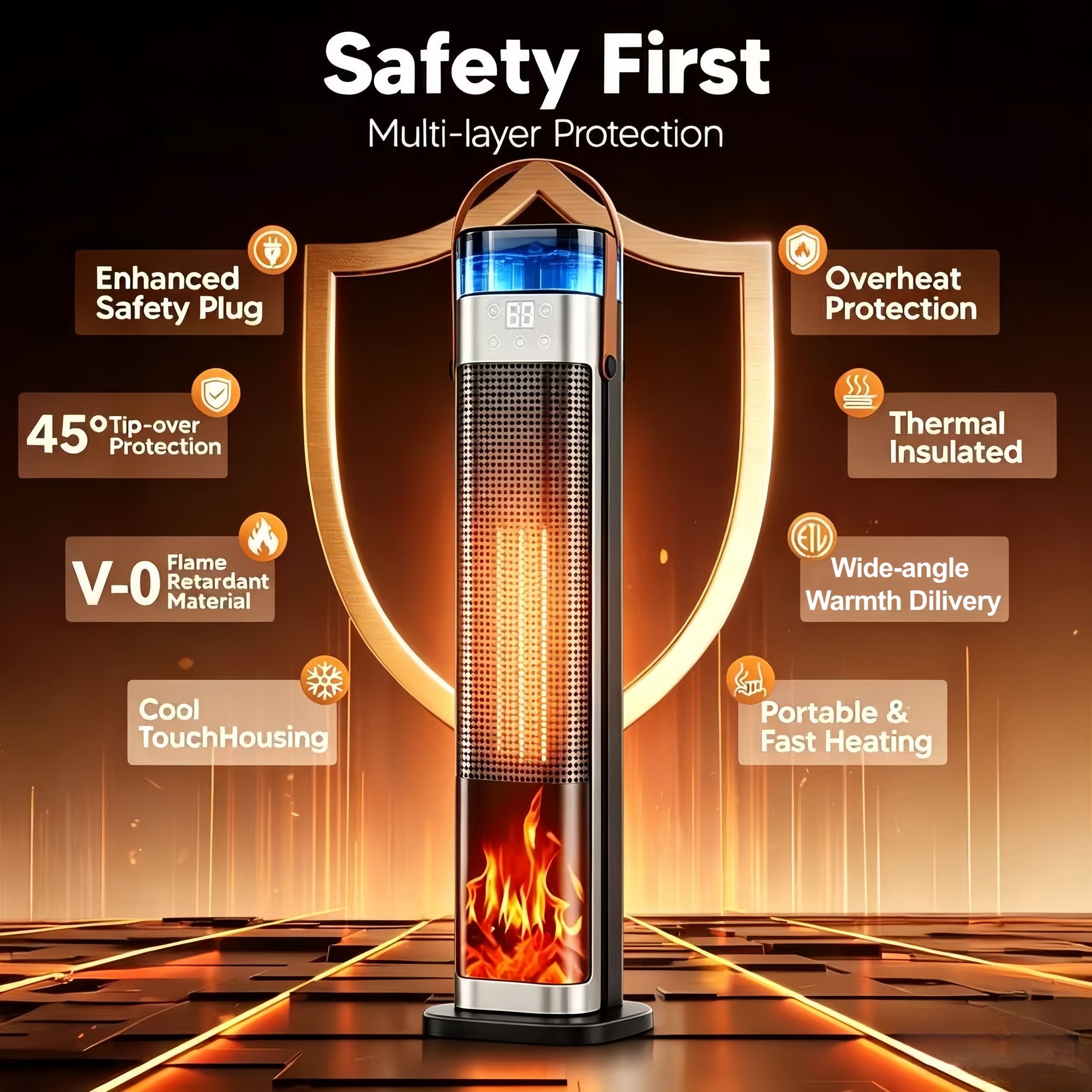 Tower Space Heater with Humidifier
