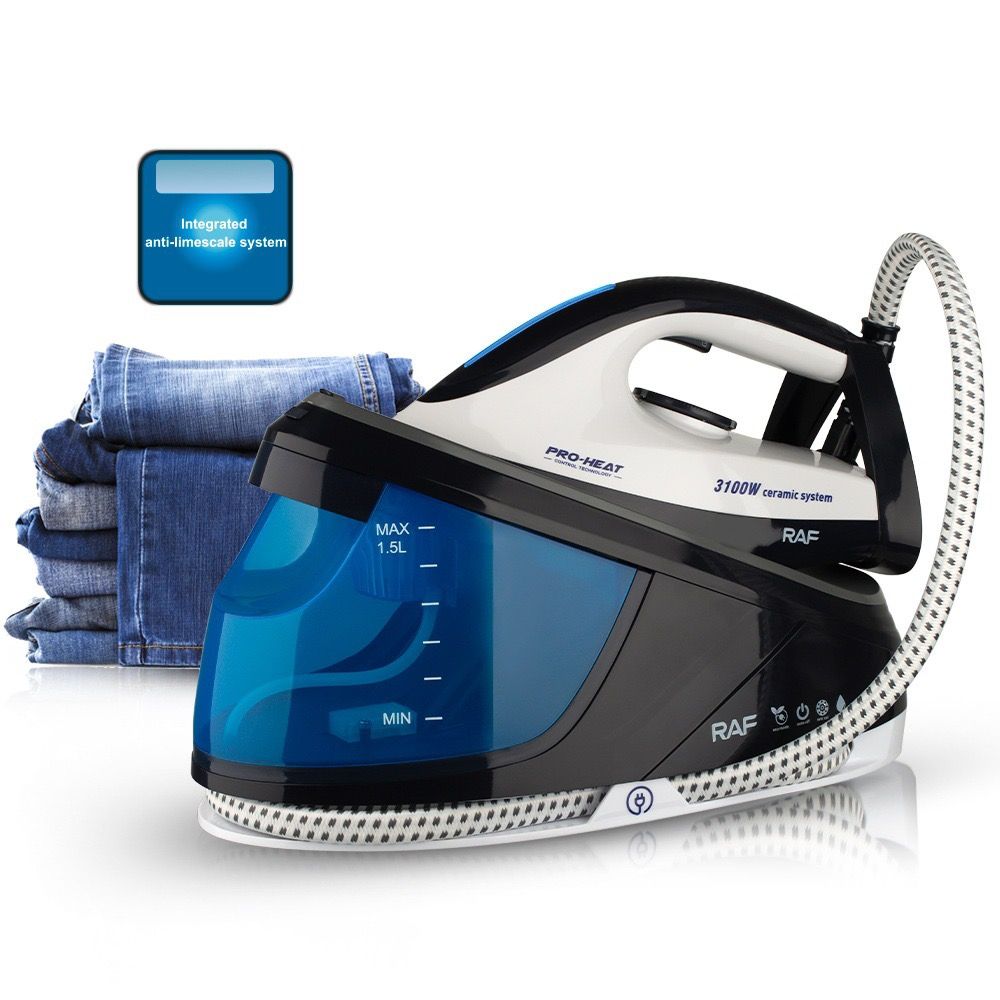 Professional Steam Iron with 1.5L Detachable Water Tank, Ceramic Soleplate, and Auto Shut-Off – Ideal for Home Garment Care, Curtain Smoothing, and Light Commercial Use (Blue)