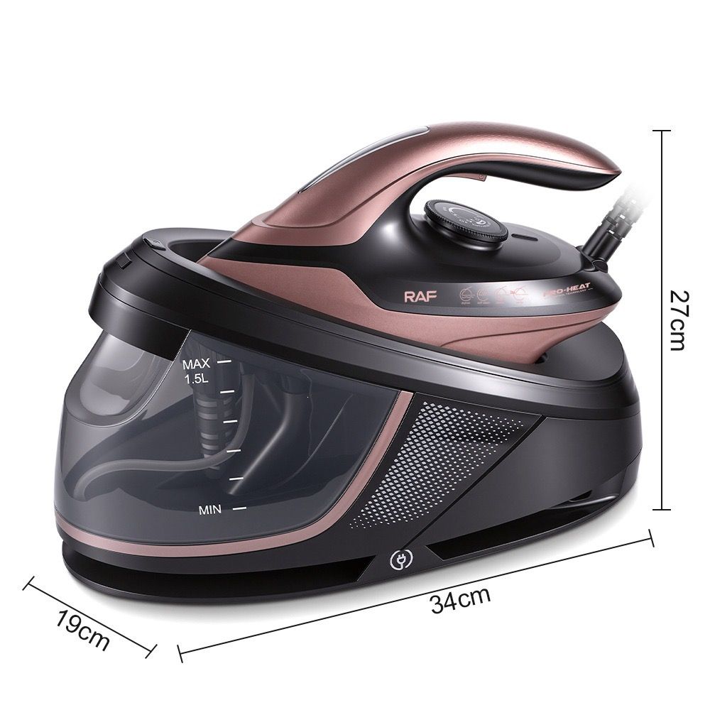 Professional Steam Iron with Ceramic Soleplate and 1.5L Detachable Water Tank for Home Use, Vertical Steaming, Dry Ironing, and Auto Shut-Off Feature for Wrinkle-Free Fabrics (RoseGold)