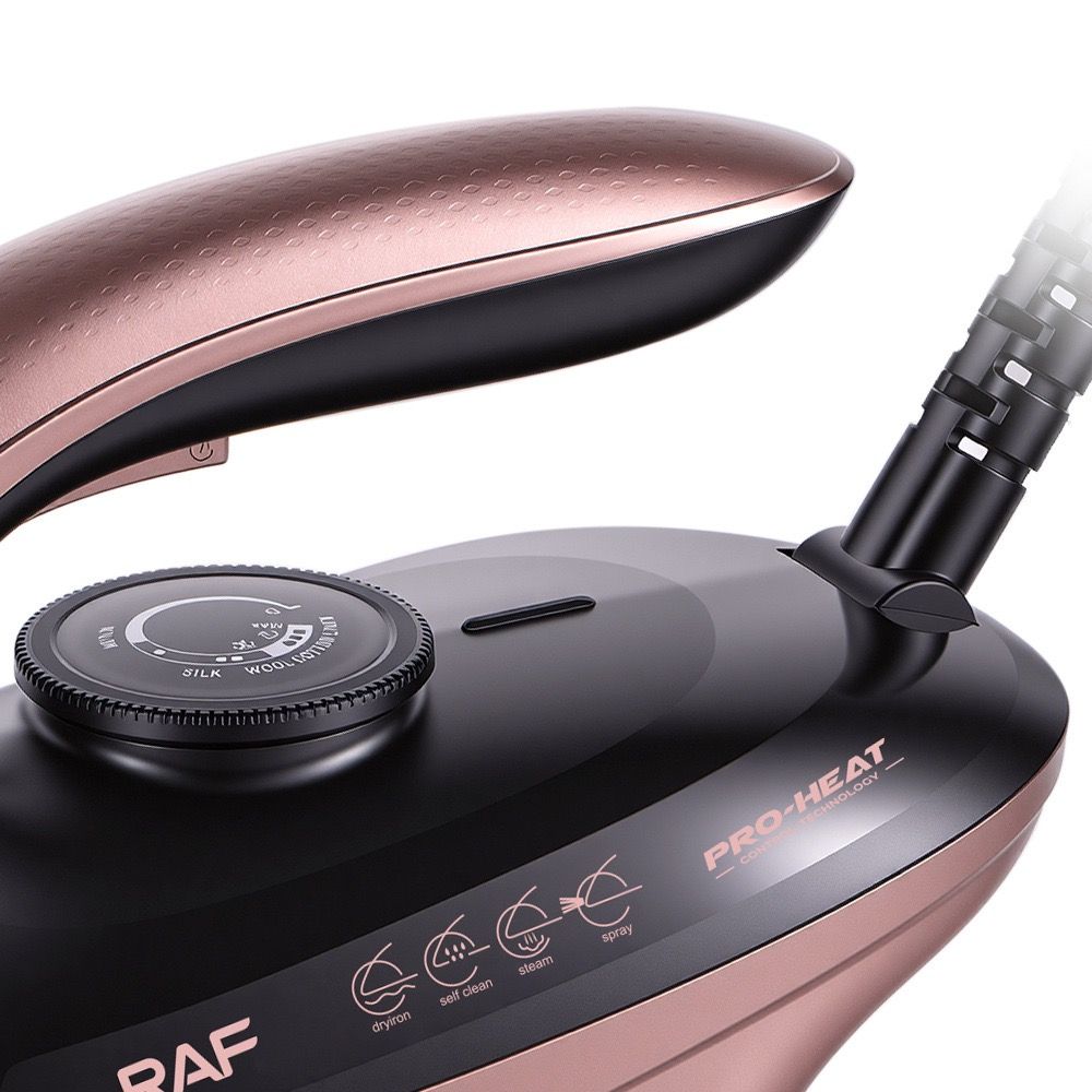 Professional Steam Iron with Ceramic Soleplate and 1.5L Detachable Water Tank for Home Use, Vertical Steaming, Dry Ironing, and Auto Shut-Off Feature for Wrinkle-Free Fabrics (RoseGold)