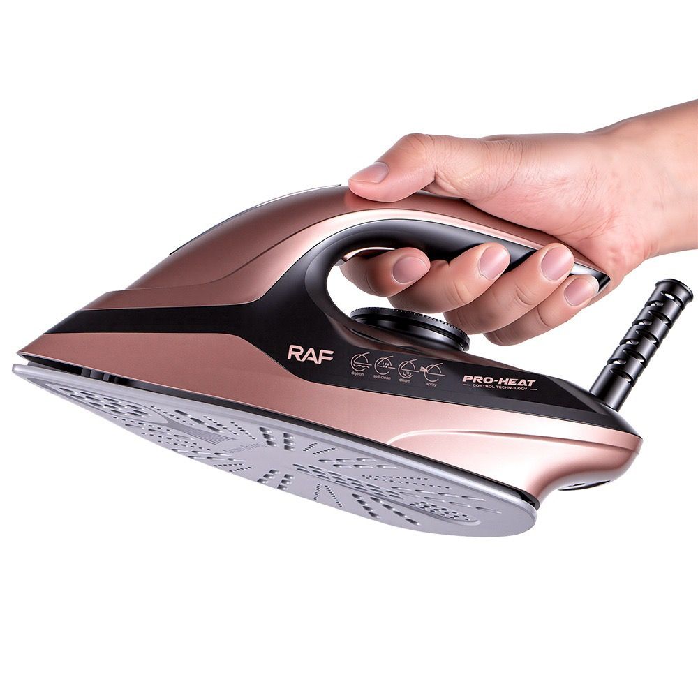 Professional Steam Iron with Ceramic Soleplate and 1.5L Detachable Water Tank for Home Use, Vertical Steaming, Dry Ironing, and Auto Shut-Off Feature for Wrinkle-Free Fabrics (RoseGold)